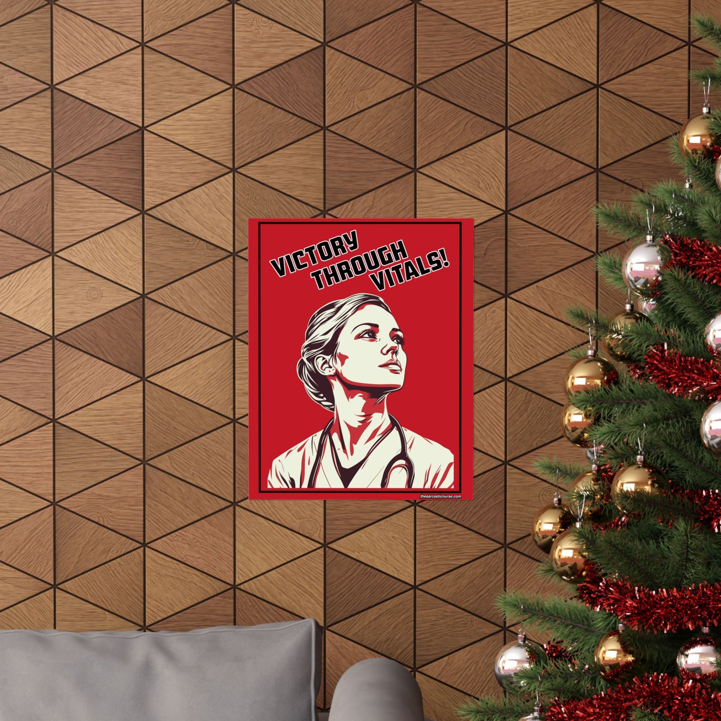 Victory Through Vitals Poster – Motivational Propaganda for the Healthcare Frontlines
